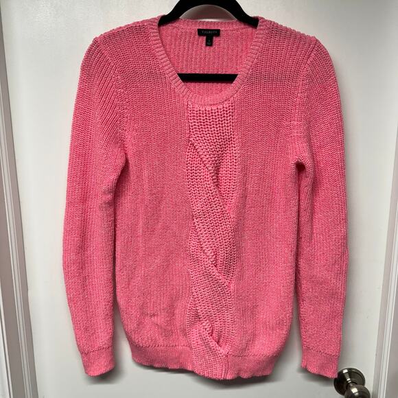 Talbots Womens Hot Neon Pink Pullover Crew Neck Knit Sweater Size Small - Picture 1 of 7